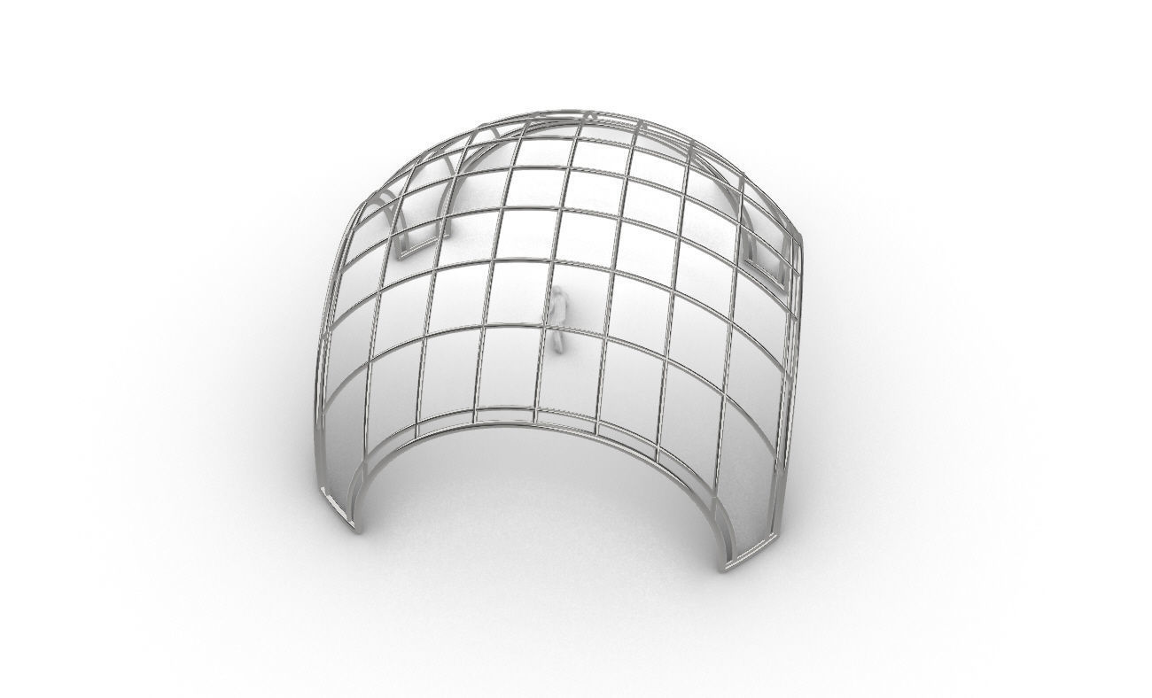 Dome Structure with Arched Entry and Diagonal Wireframe Design 3D model_52