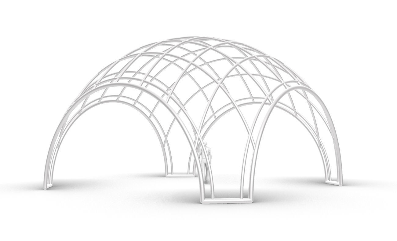 Dome Structure with Arched Entry and Diagonal Wireframe Design 3D model_31