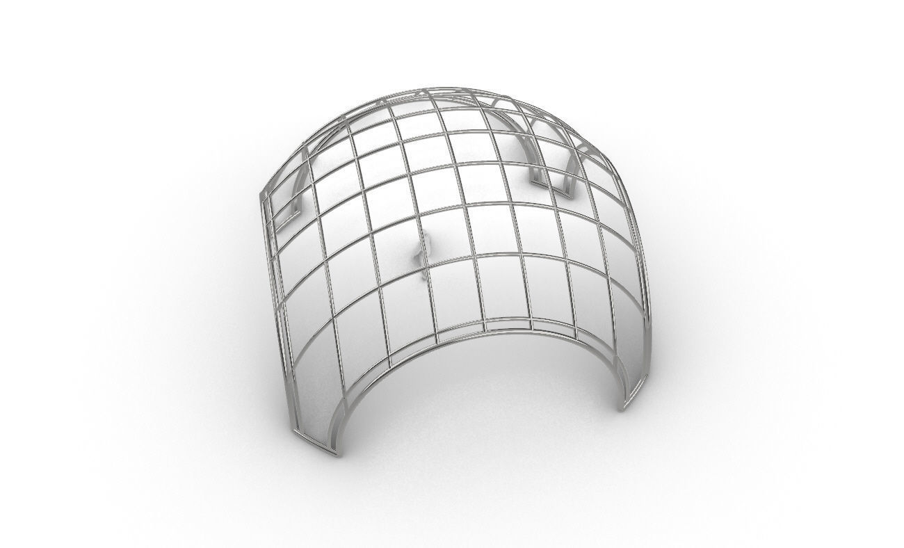 Dome Structure with Arched Entry and Diagonal Wireframe Design 3D model_51