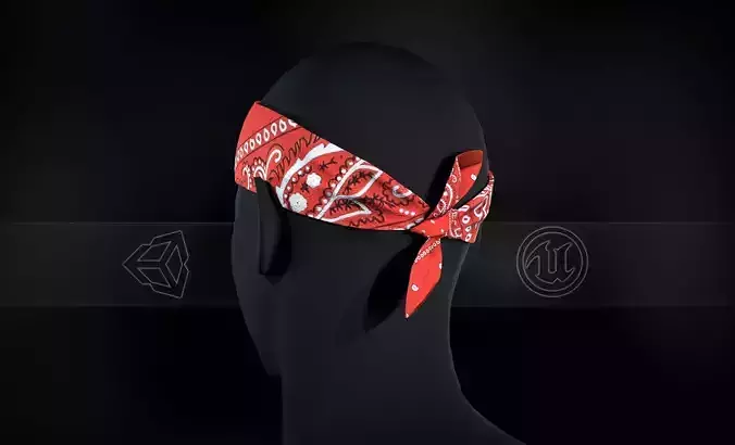Red Paisley Bandana Low-poly 3D model