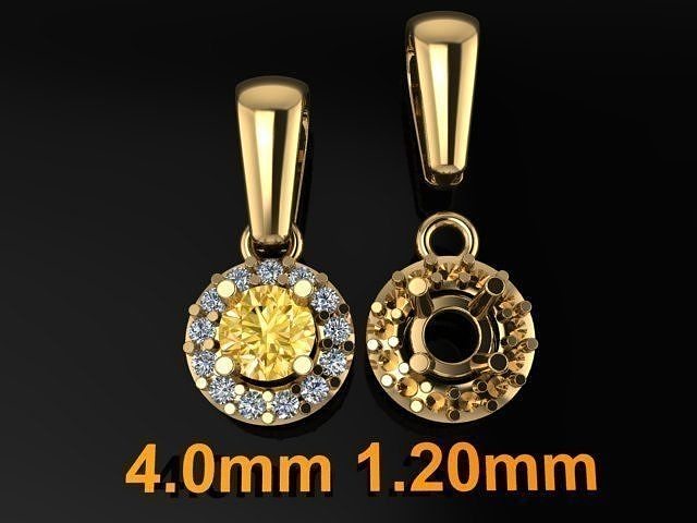 Dainty Round Halo Pendant with bell 4mm 3D print model
