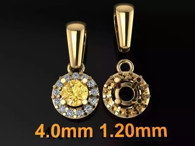 Dainty Round Halo Pendant with bell 4mm