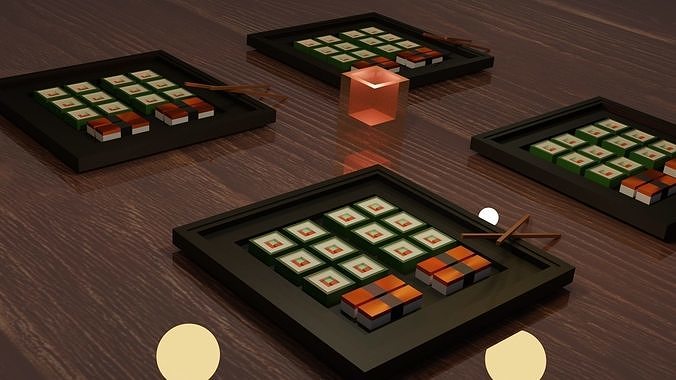Sushi scene 3D print model