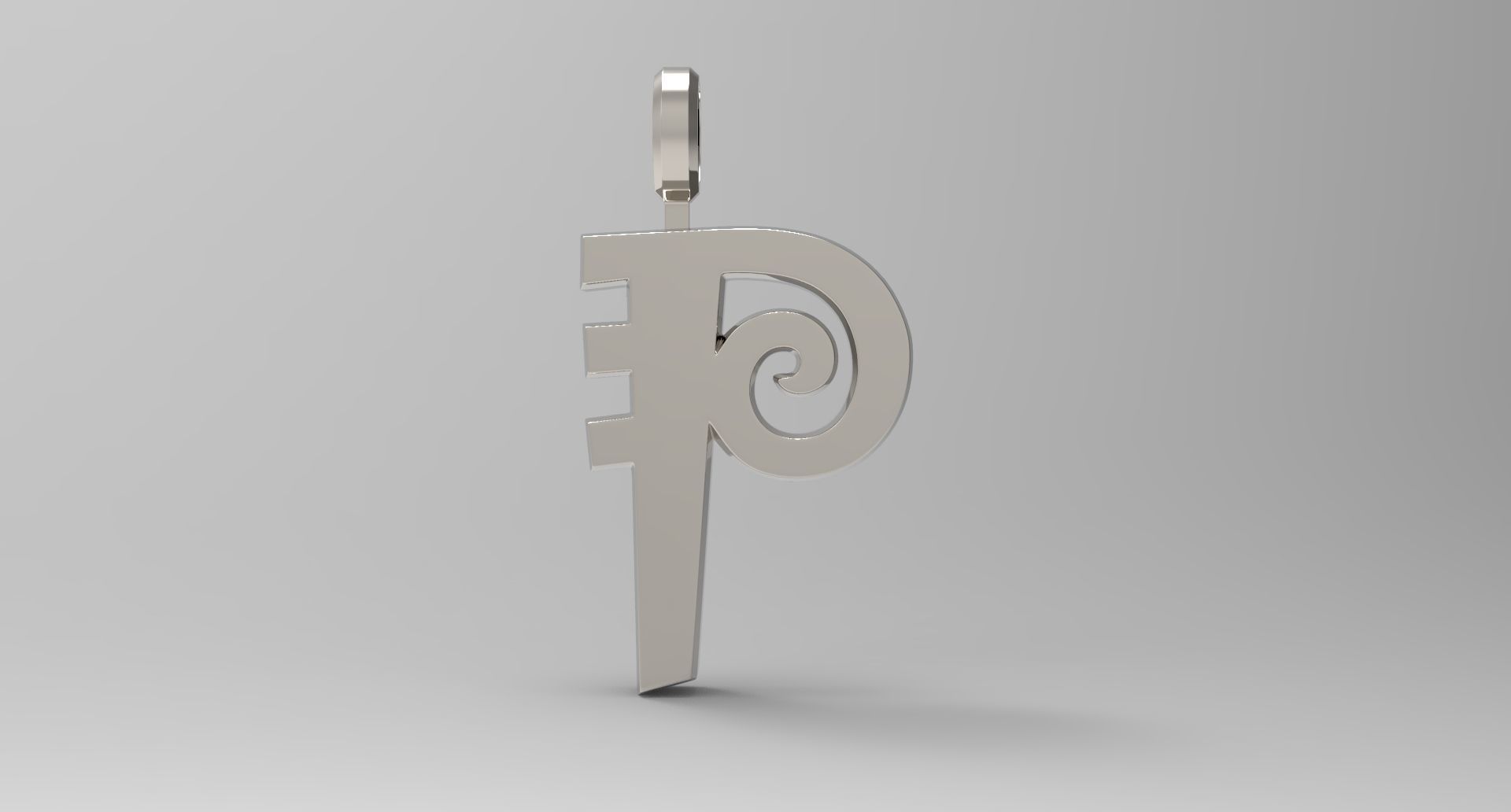 P Letter Pendant Platinum 3D print model_1