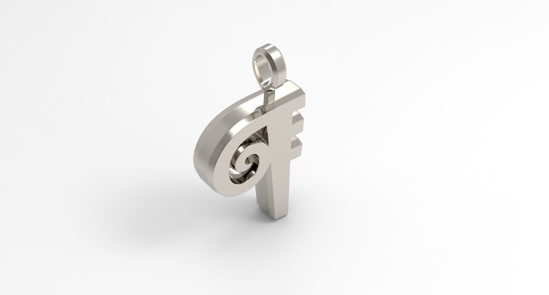 P Letter Pendant Platinum 3D print model_2