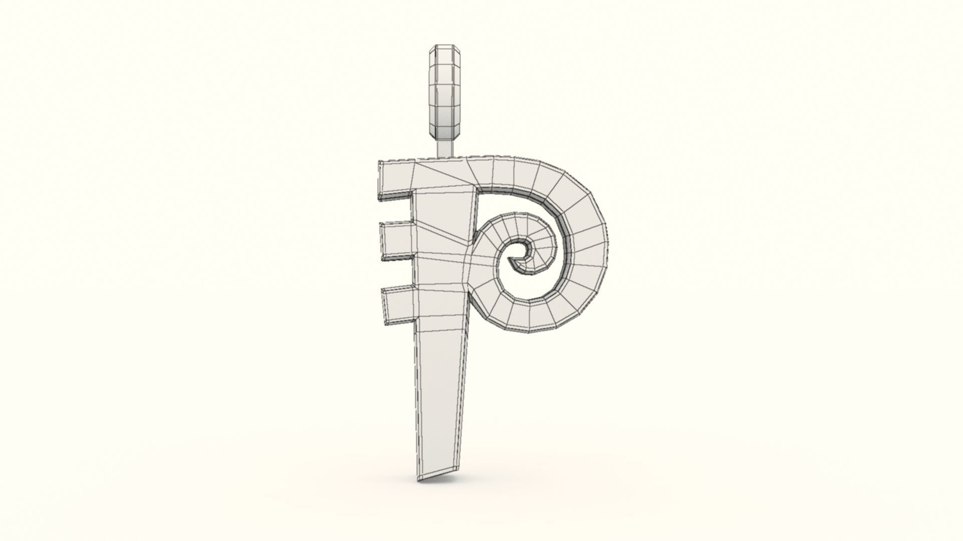 P Letter Pendant Platinum 3D print model_9