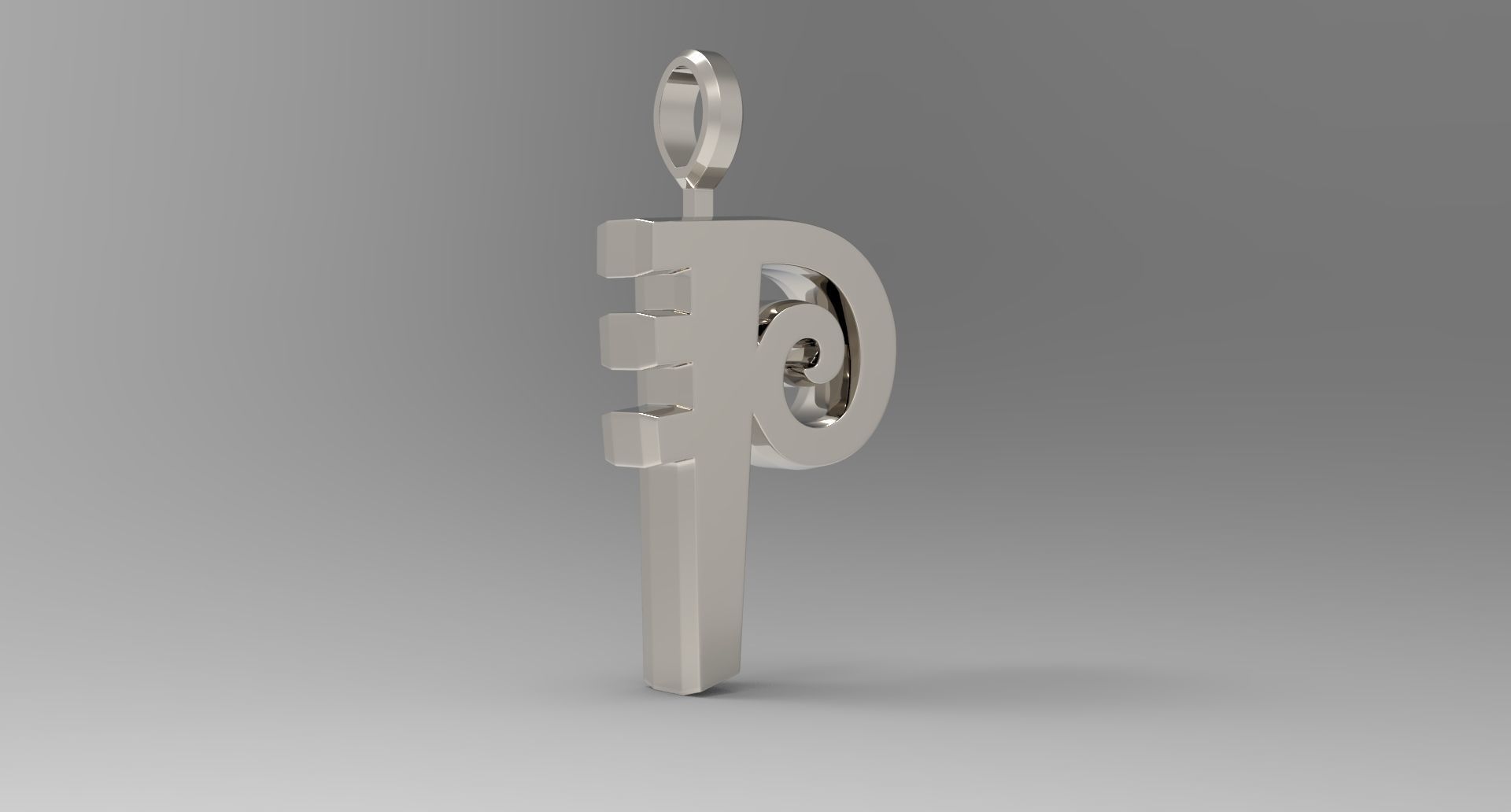 P Letter Pendant Platinum 3D print model_3