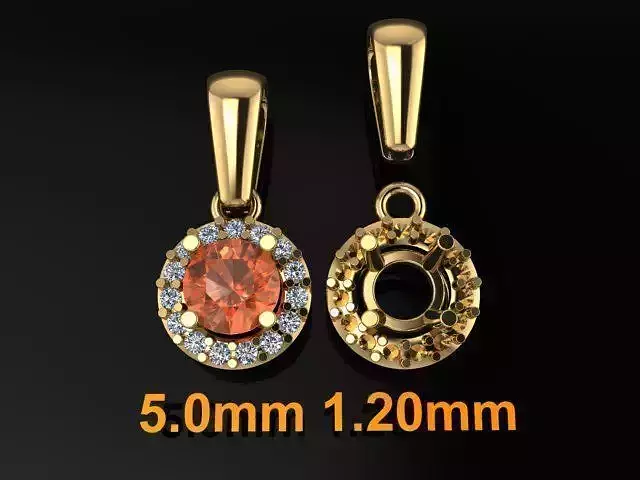 Dainty Round Halo Pendant with bell 5mm