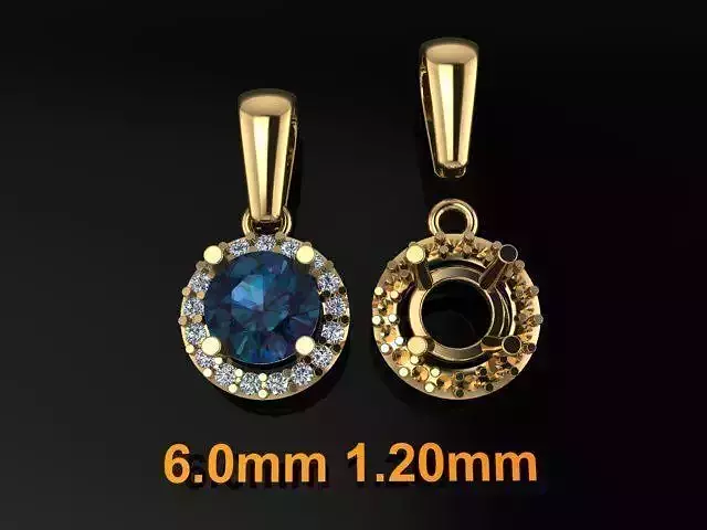 Dainty Round Halo Pendant with bell 6mm