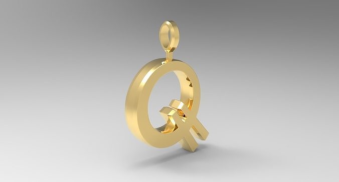 Q Letter Pendant Gold 3D print model