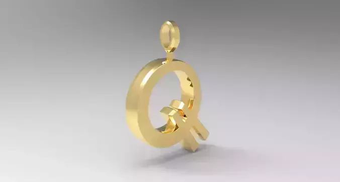 Q Letter Pendant Gold 3D print model