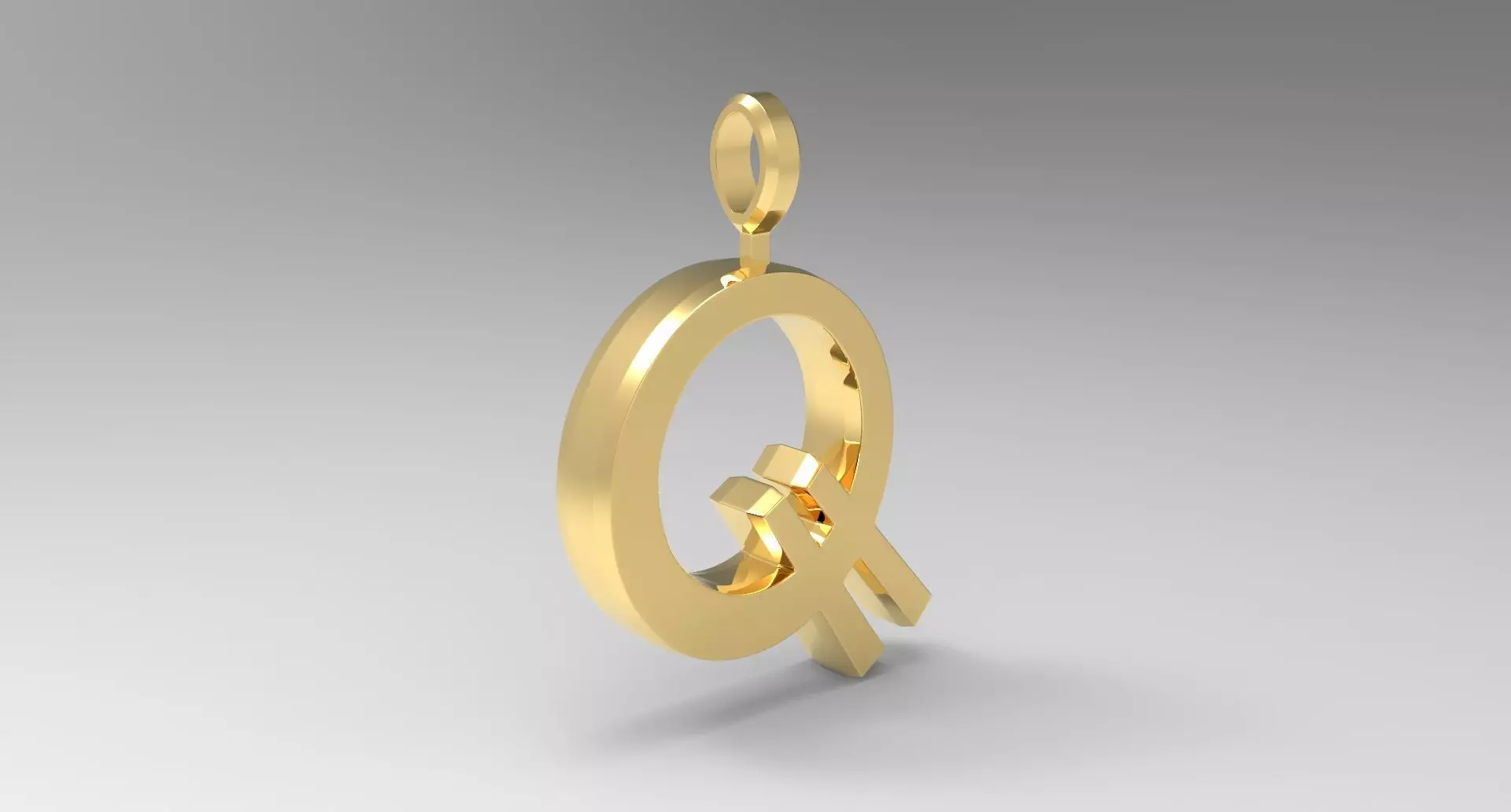 Q Letter Pendant Gold 3D print model_0