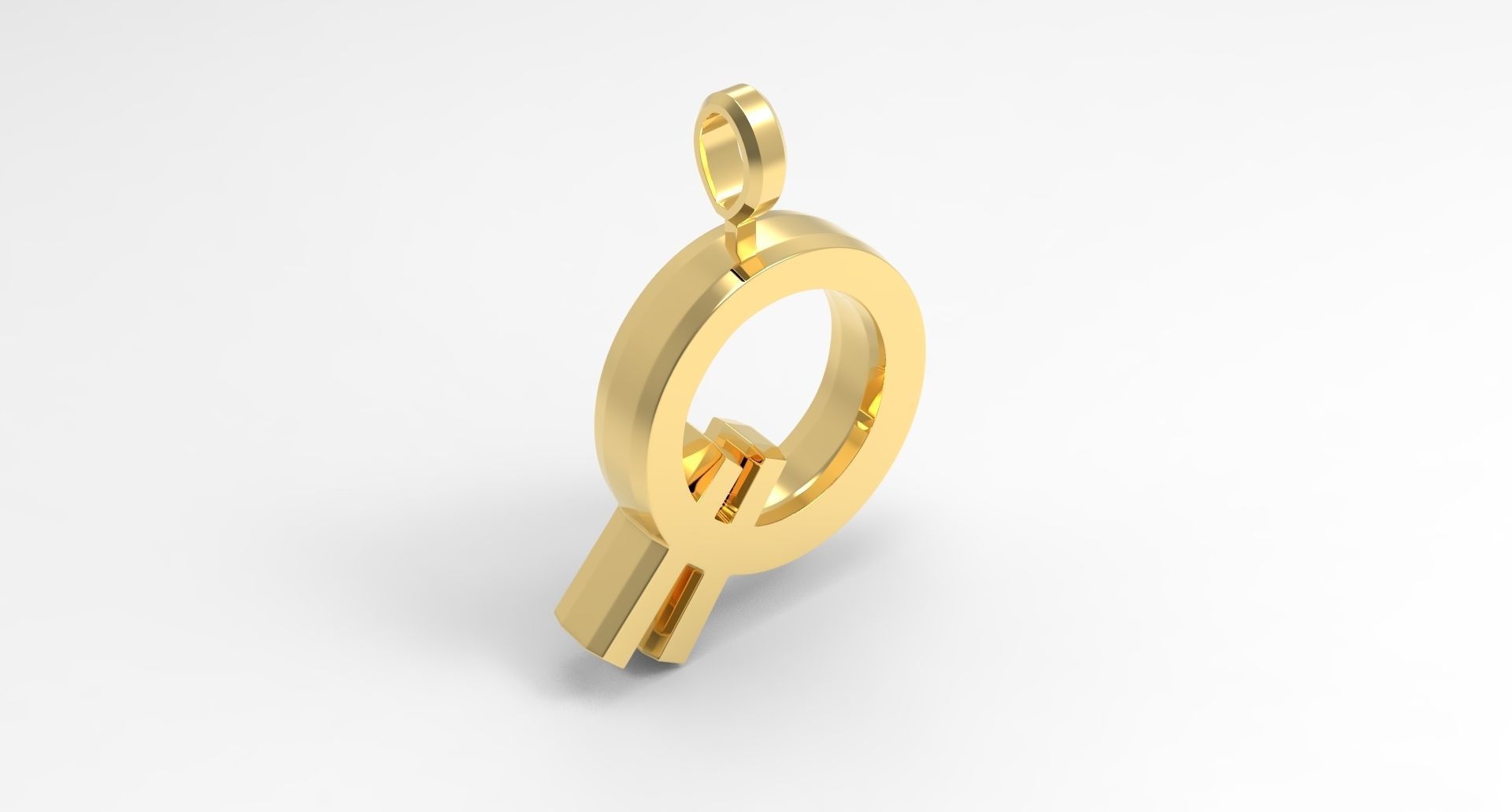 Q Letter Pendant Gold 3D print model_2