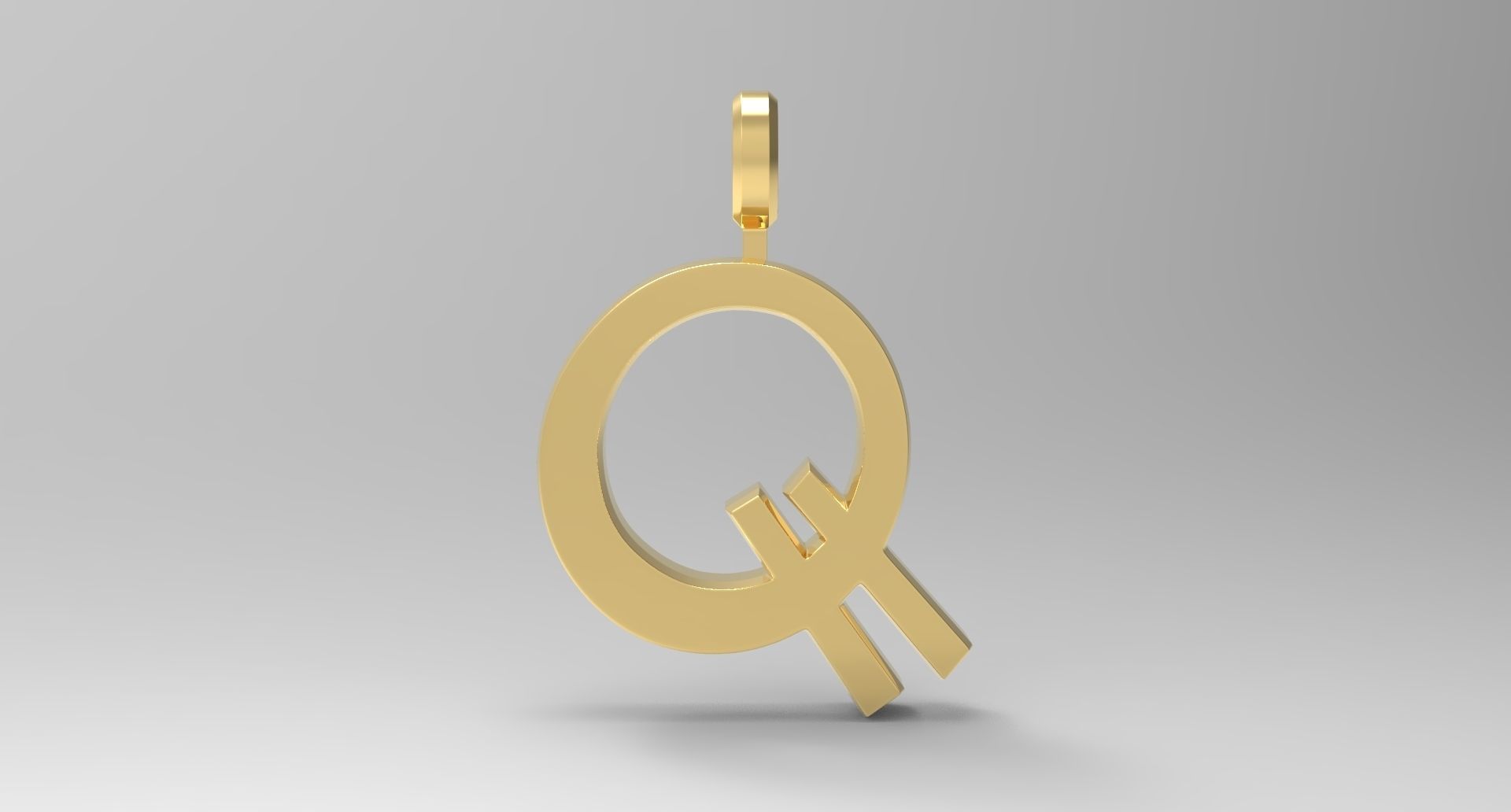 Q Letter Pendant Gold 3D print model_1