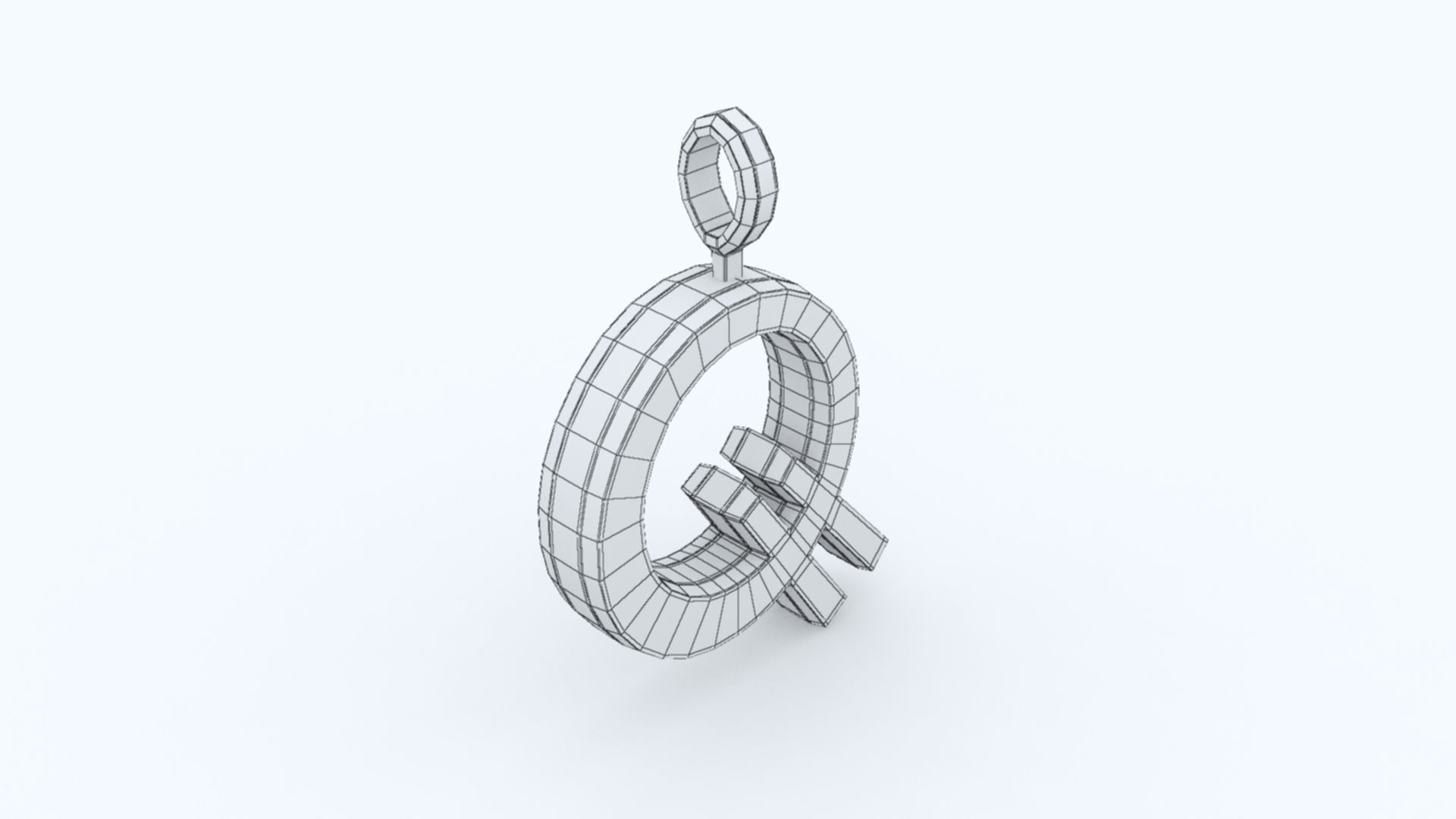 Q Letter Pendant Gold 3D print model_8