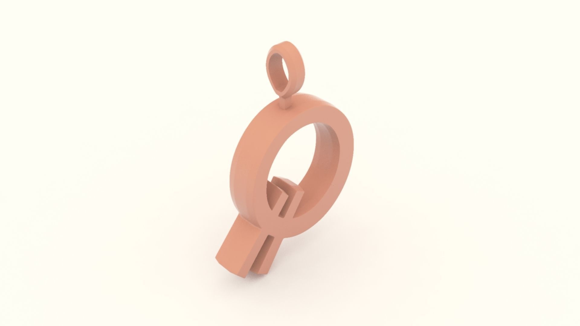 Q Letter Pendant Gold 3D print model_6