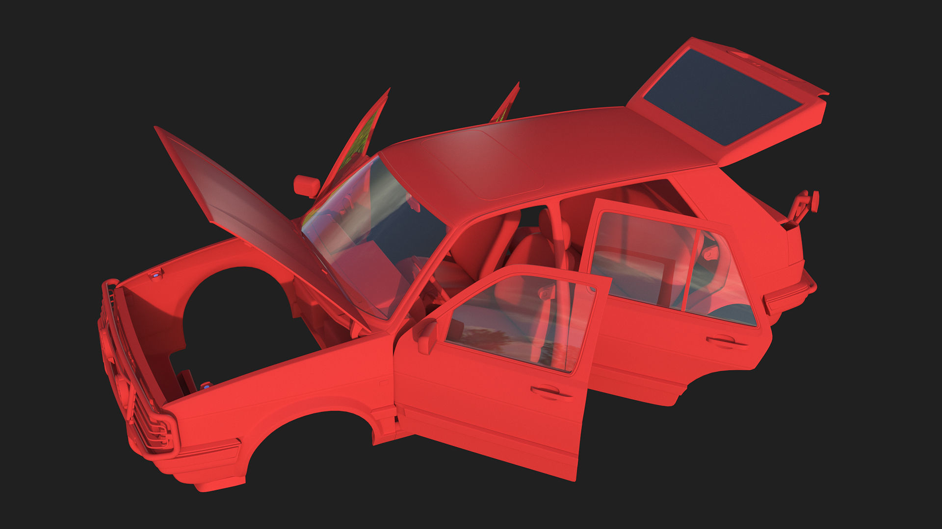 Volkswagen Golf II Country - Body and Interior 3D print model_2