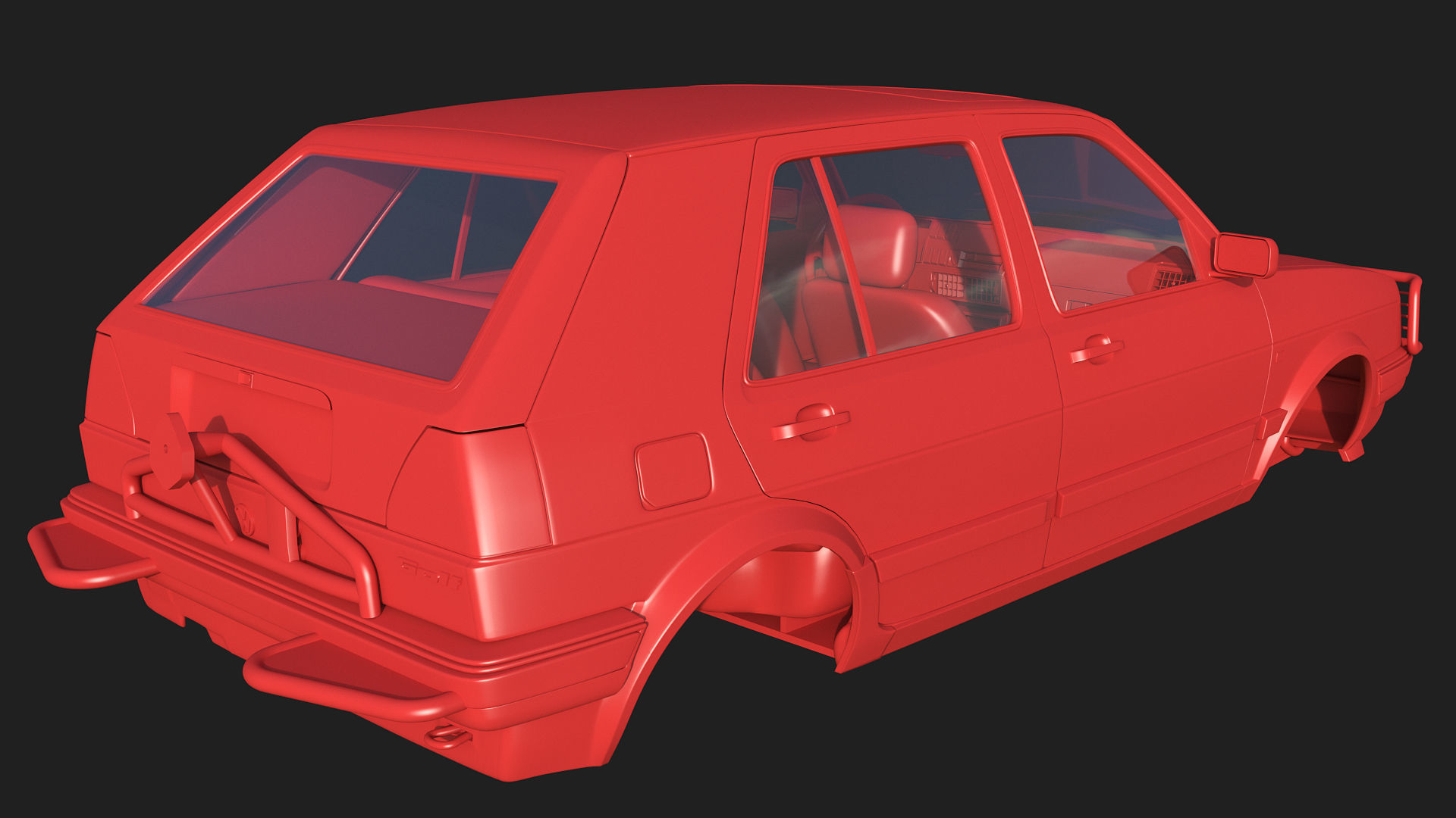 Volkswagen Golf II Country - Body and Interior 3D print model_9