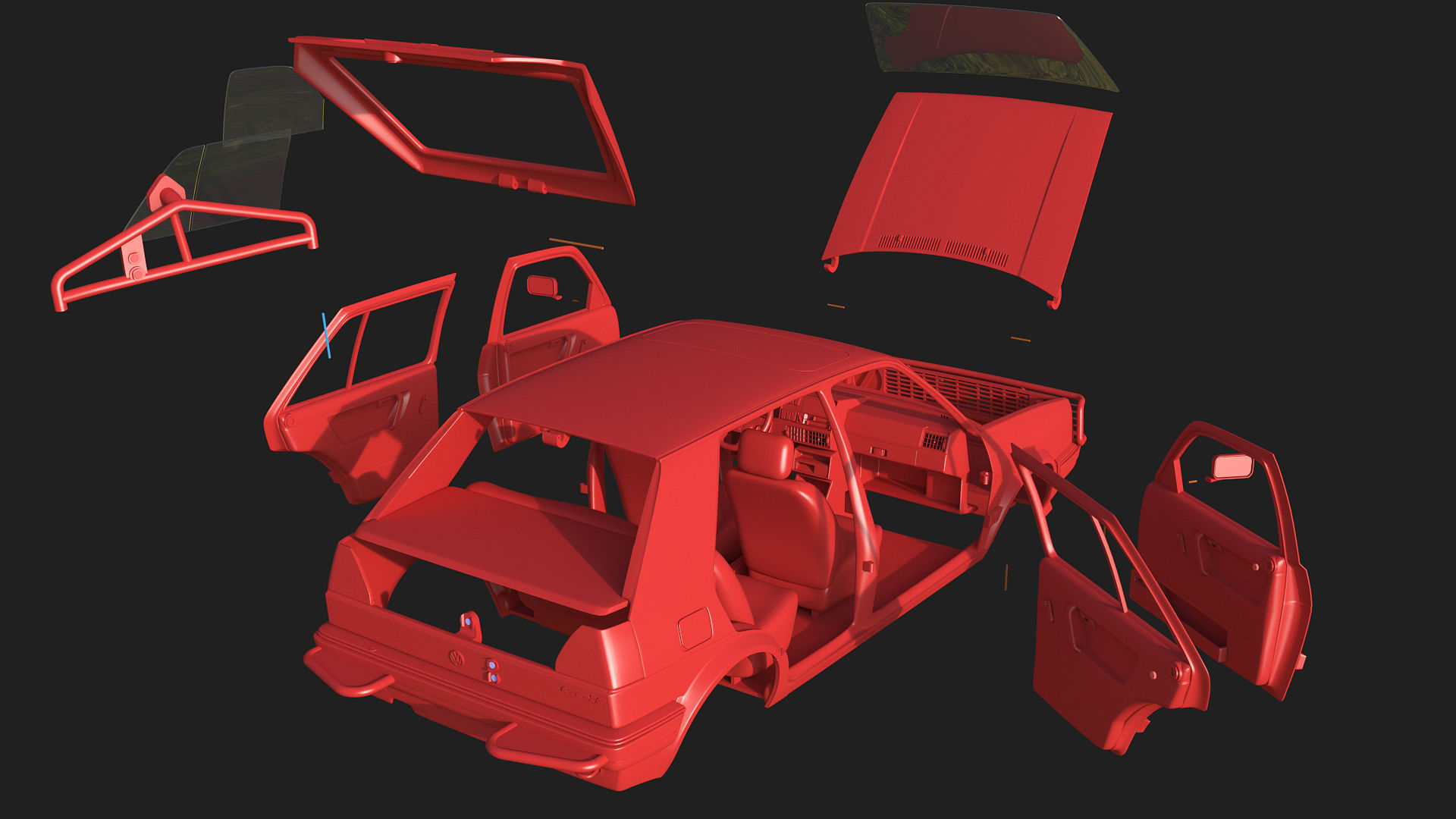 Volkswagen Golf II Country - Body and Interior 3D print model_13