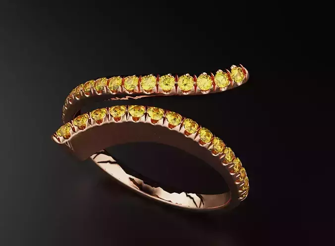 Stylish ring with diamonds for girls 543 3D print model