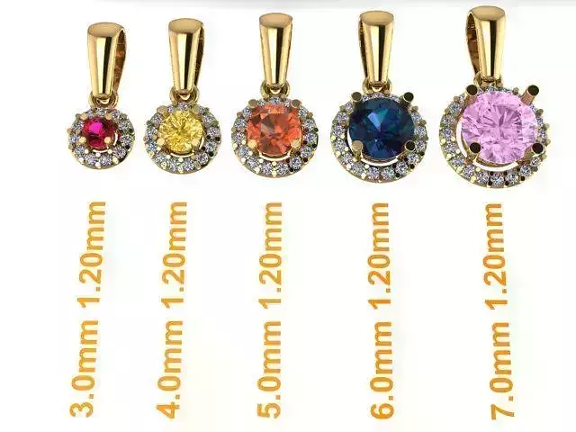 Dainty Round Halo Pendant with Bell Mix Sizes