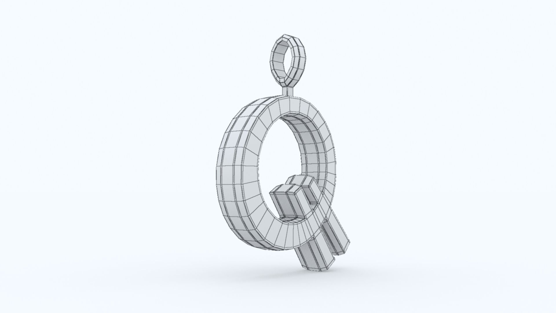 Q Letter Pendant Platinum 3D print model_11