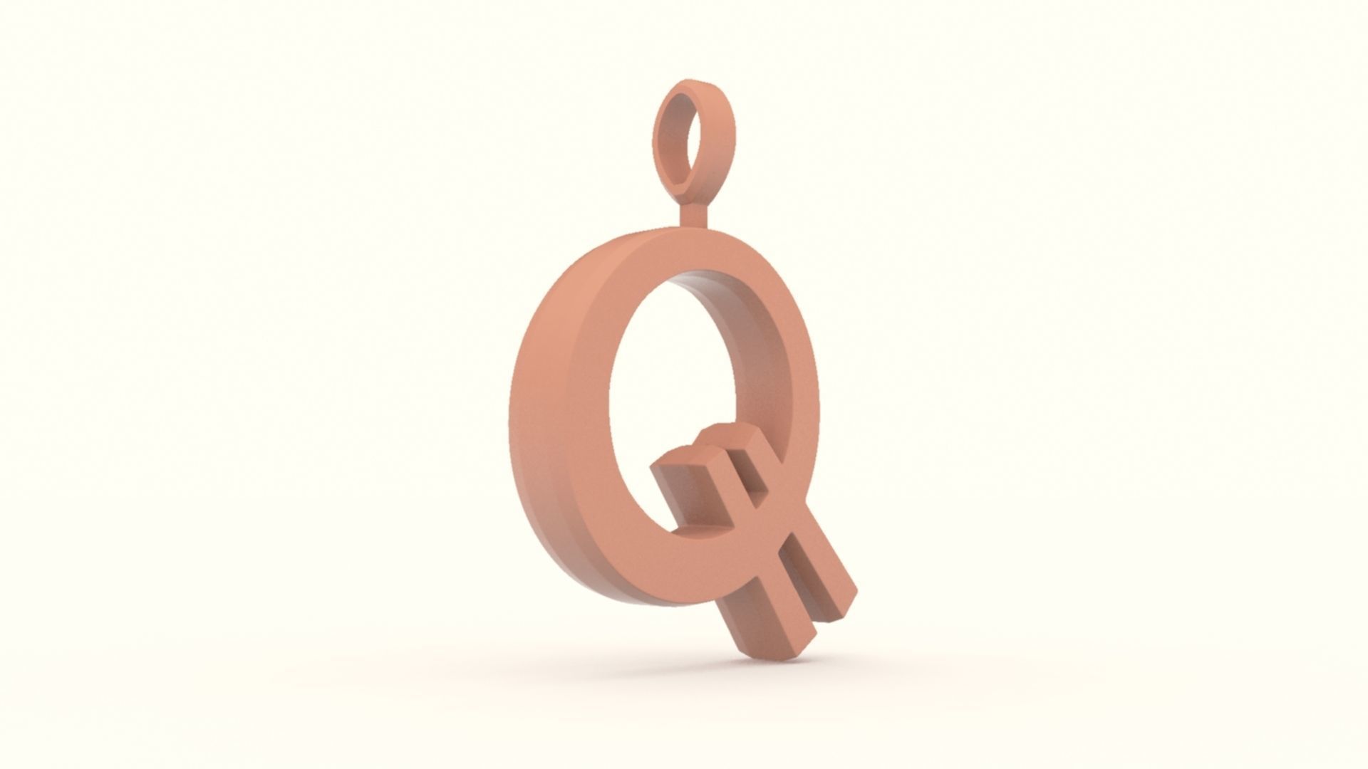 Q Letter Pendant Platinum 3D print model_7