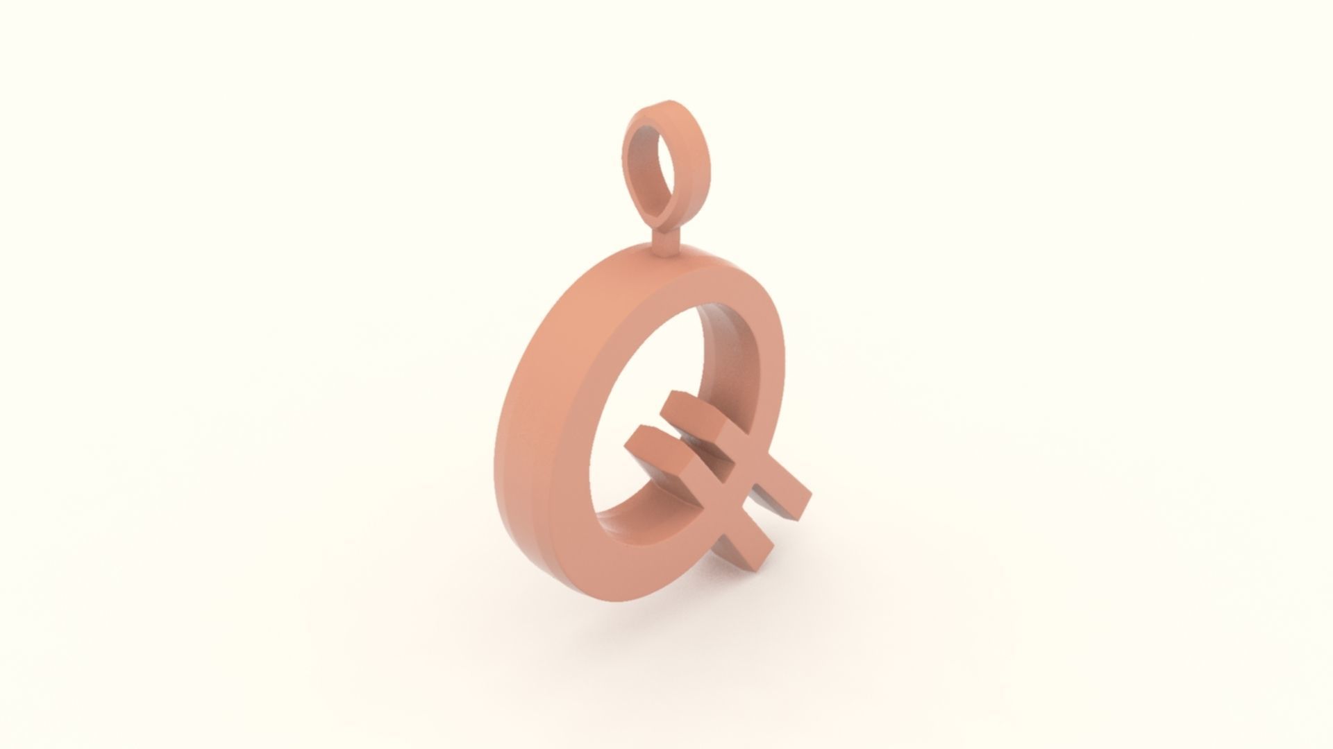 Q Letter Pendant Platinum 3D print model_4