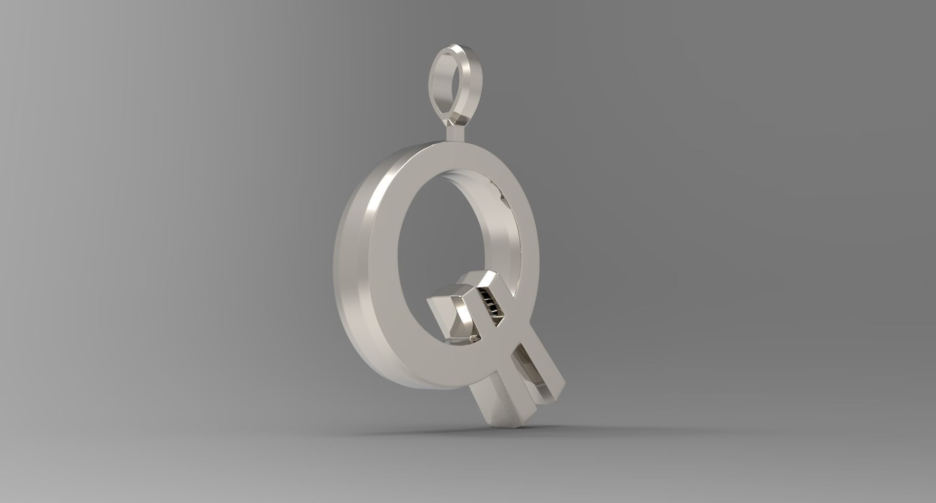 Q Letter Pendant Platinum 3D print model_3