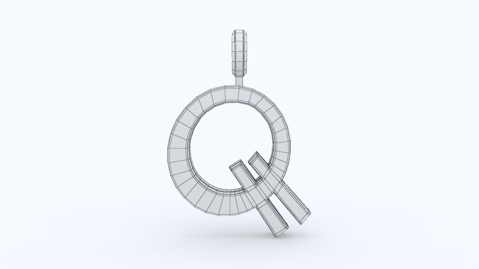 Q Letter Pendant Platinum 3D print model_9
