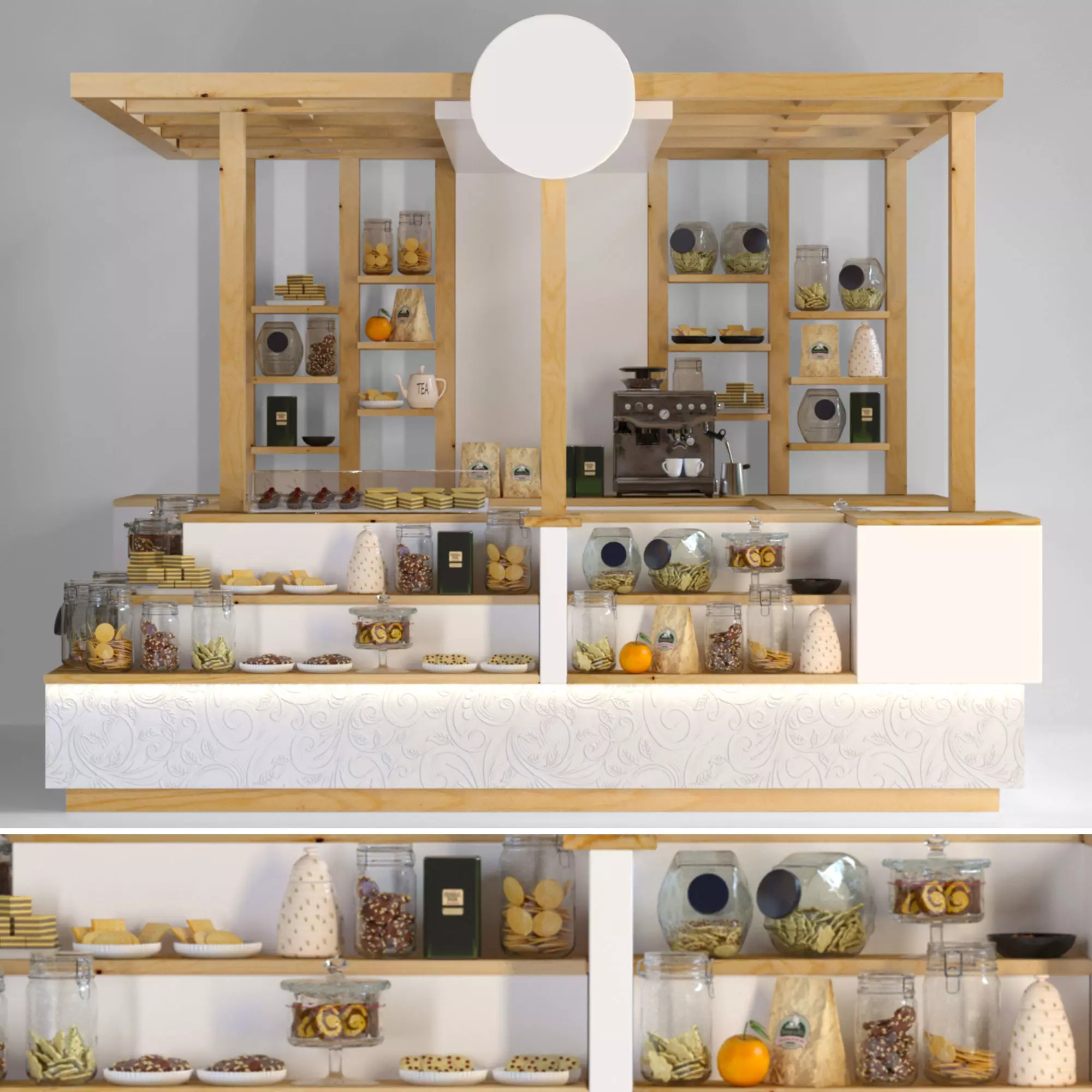 Huge coffee point with dessert and coffee 3D model_0