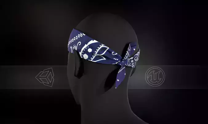 Blue Paisley Bandana Low-poly 3D model