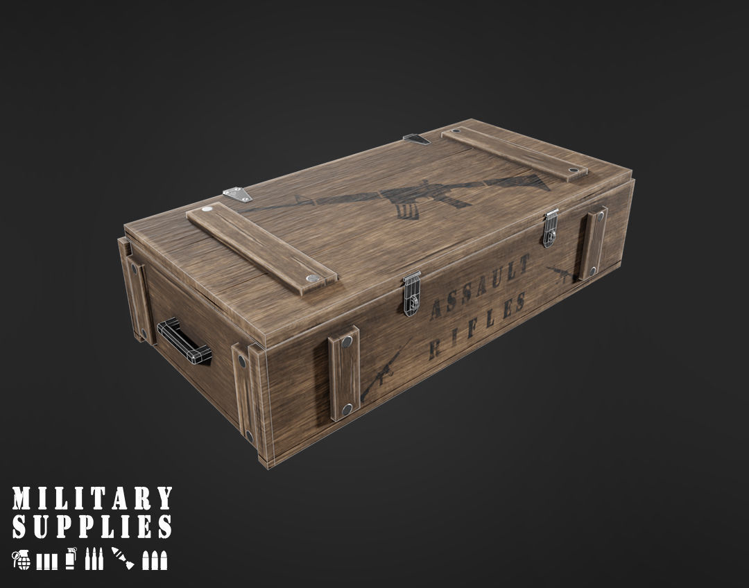 Military Supplies Pack - Large Gun Box Low-poly 3D model_1