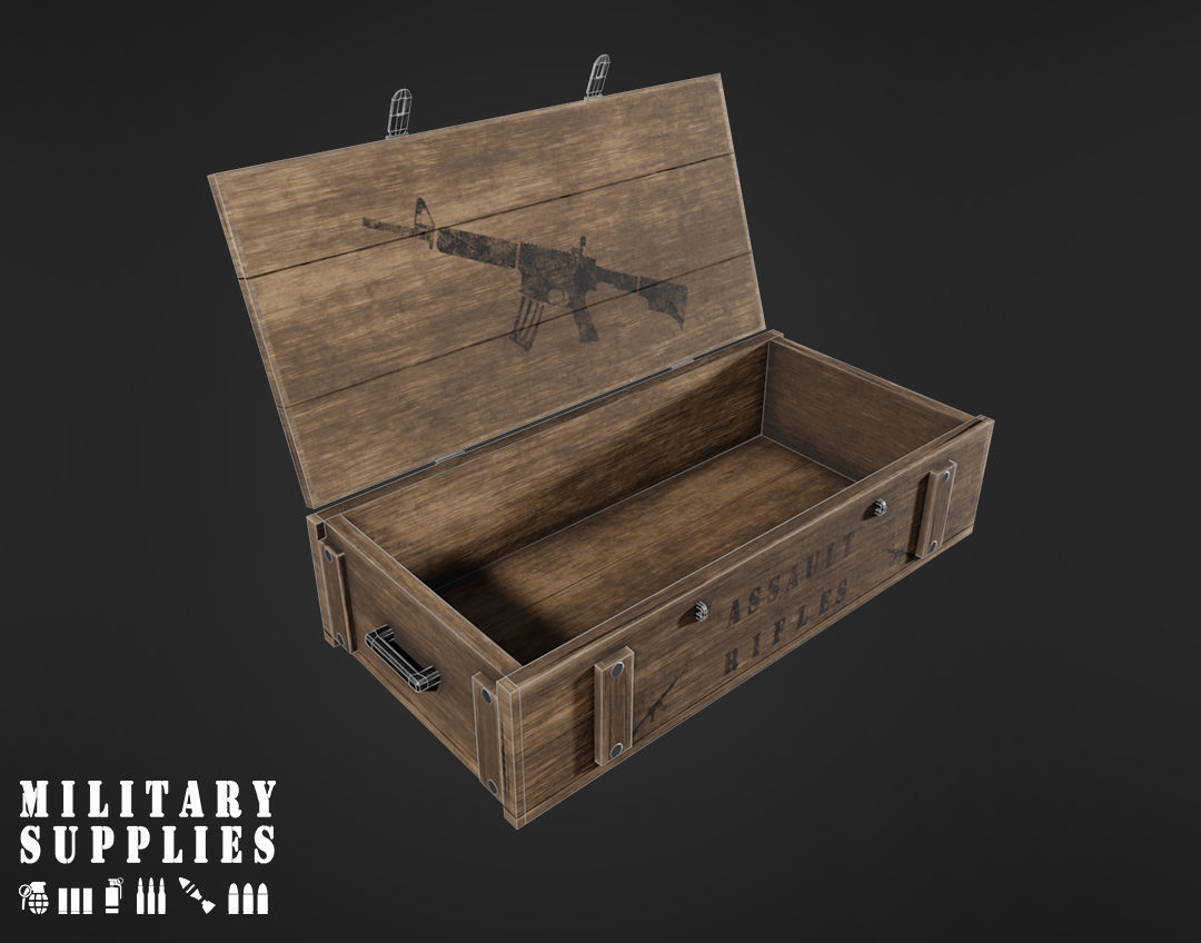 Military Supplies Pack - Large Gun Box Low-poly 3D model_3