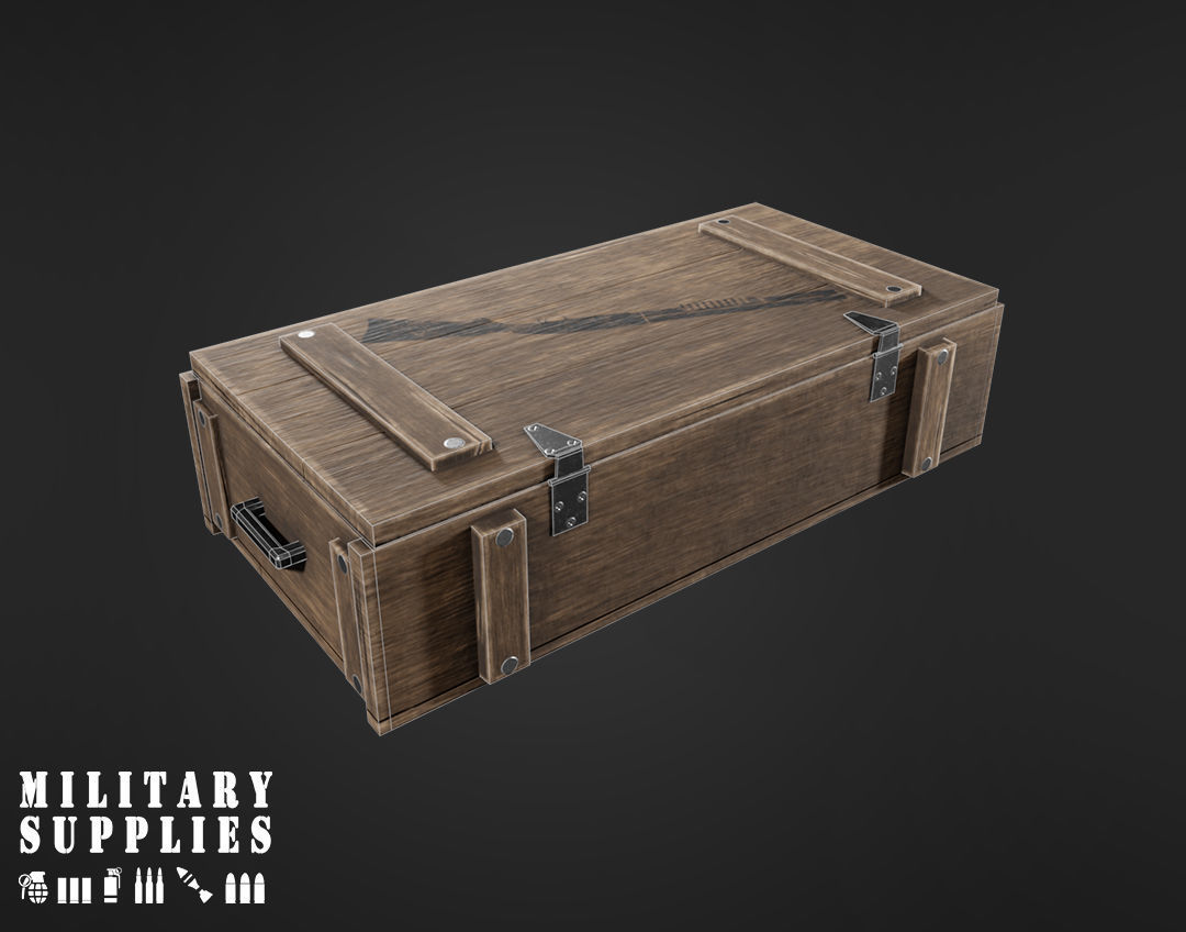 Military Supplies Pack - Large Gun Box Low-poly 3D model_2