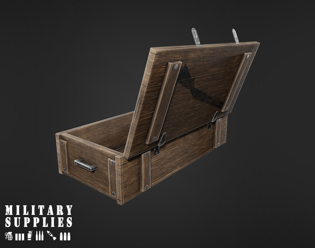 Military Supplies Pack - Large Gun Box Low-poly 3D model_4