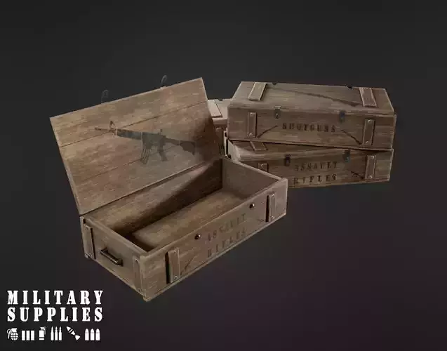 Military Supplies Pack - Large Gun Box Low-poly 3D model