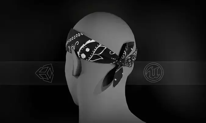 Black Paisley Bandana Low-poly 3D model