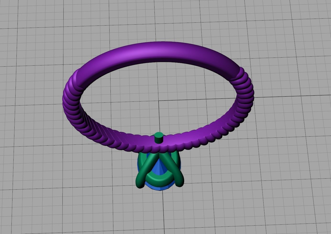 Rope design Solitaire ring 7x5 Oval stone 3dmodel  3D print model_18