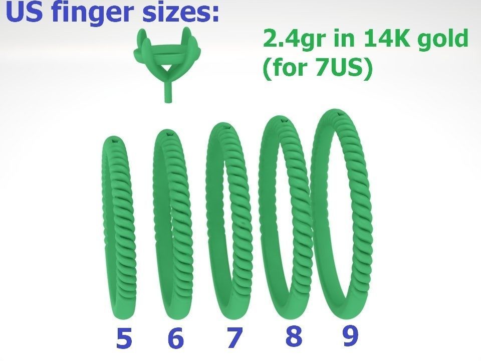 Rope design Solitaire ring 7x5 Oval stone 3dmodel  3D print model_10