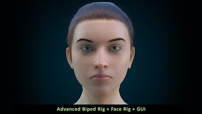 Cinematic Female 004 - Advanced Body Rig - Face Rig - GUI Low-poly 3D model