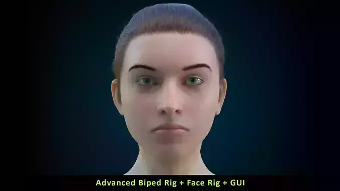 Cinematic Female 004 - Advanced Body Rig - Face Rig - GUI Low-poly 3D model