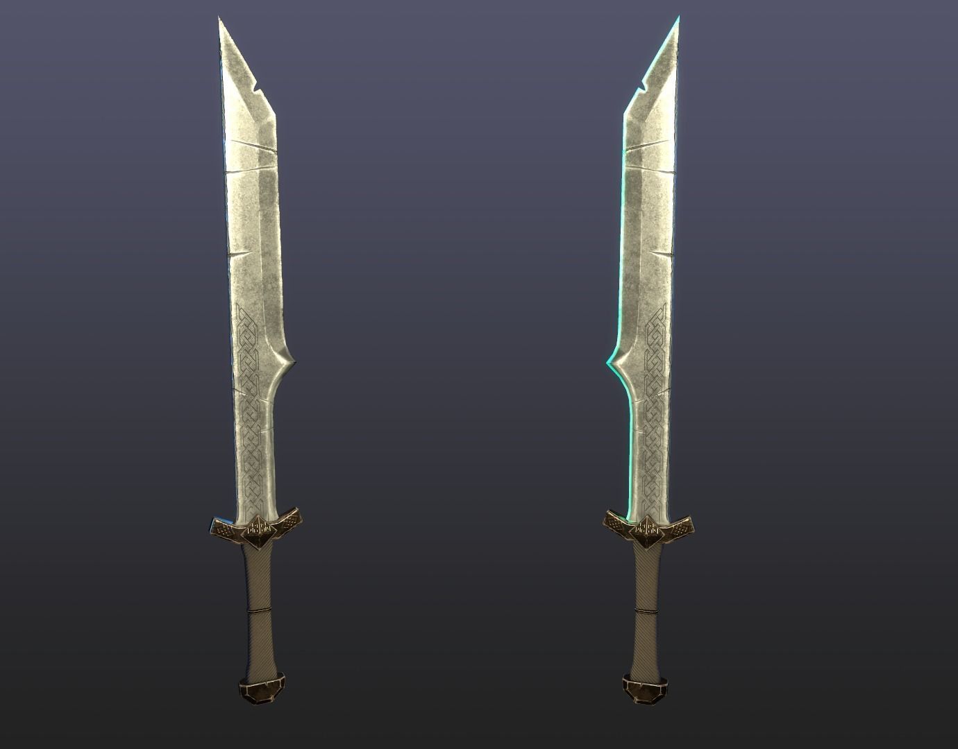 Set of fantasy swords Low-poly 3D model_3