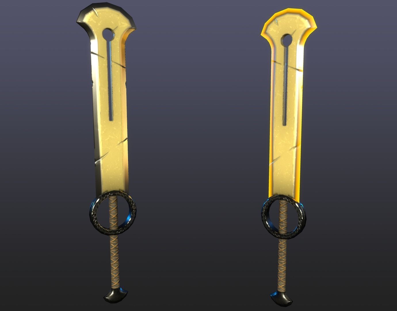 Set of fantasy swords Low-poly 3D model_5
