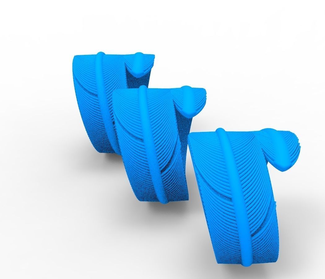 feather rings 3D print model_10