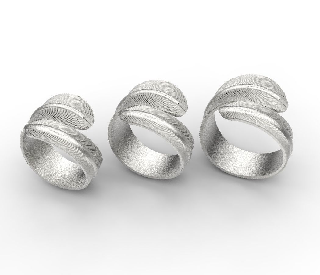 feather rings 3D print model_7