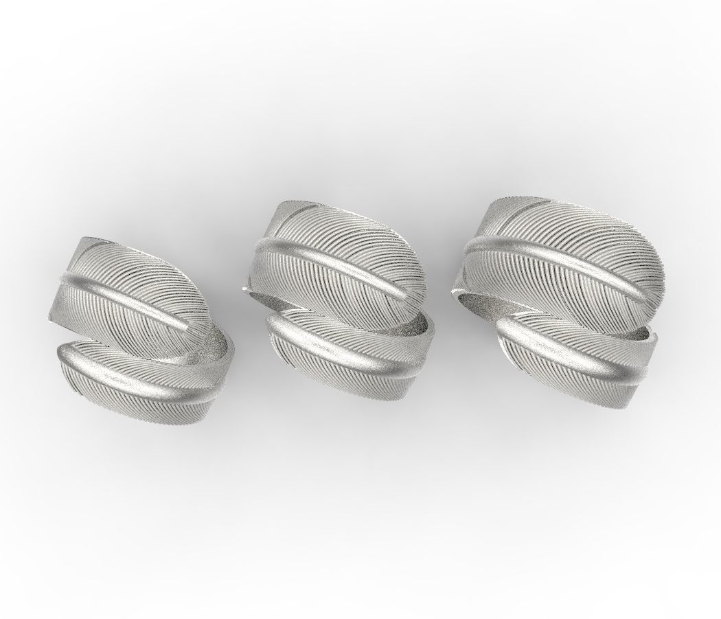 feather rings 3D print model_8