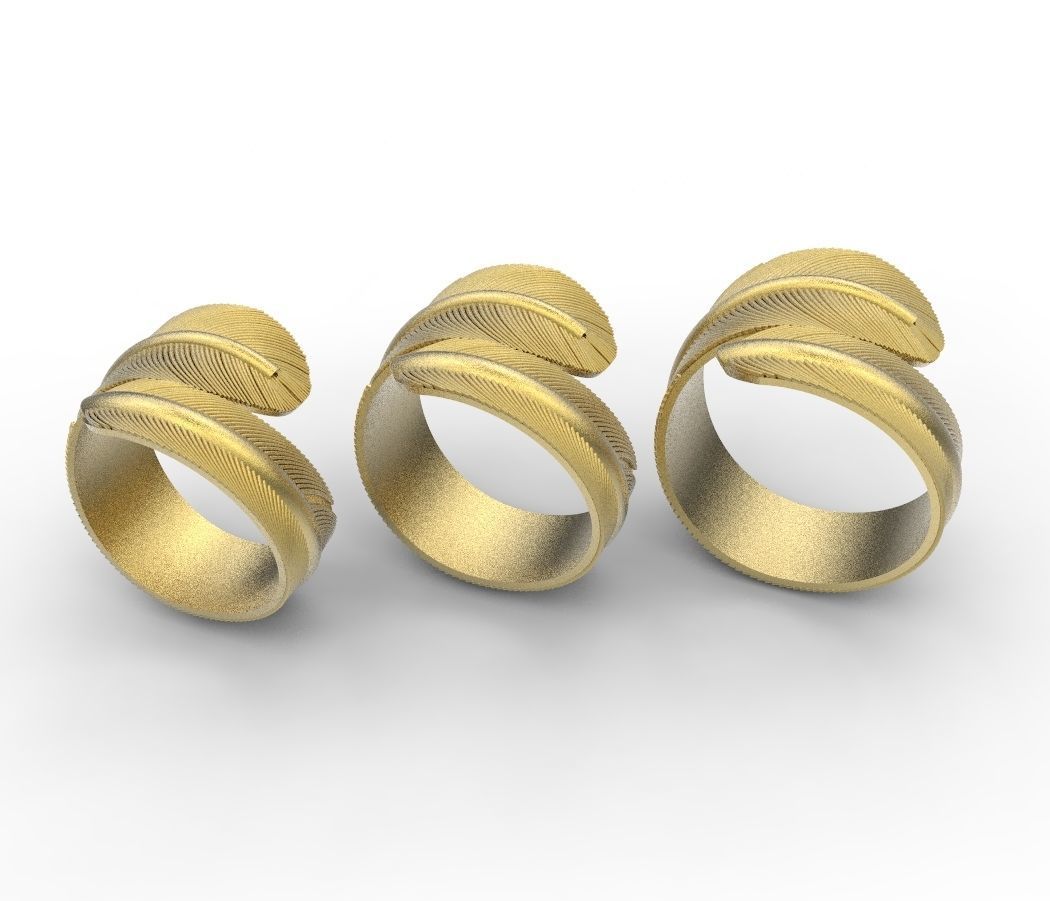 feather rings 3D print model_2