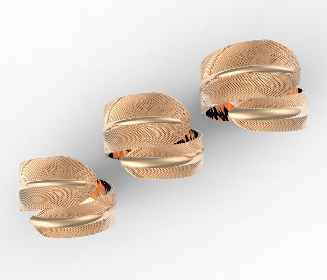 feather rings 3D print model_4
