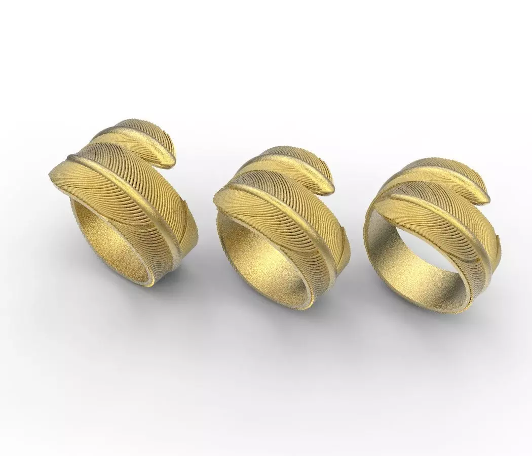 feather rings 3D print model_0
